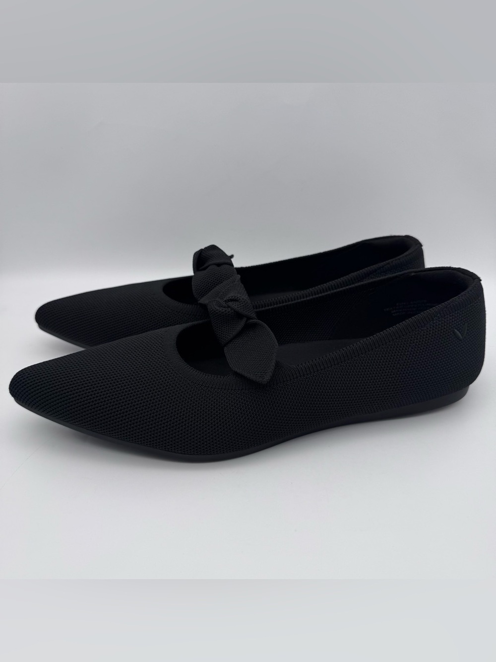 VIVAIA Addriane Pointed Toe Bow Flats Black Women EU 41.5 US 10 NWOB